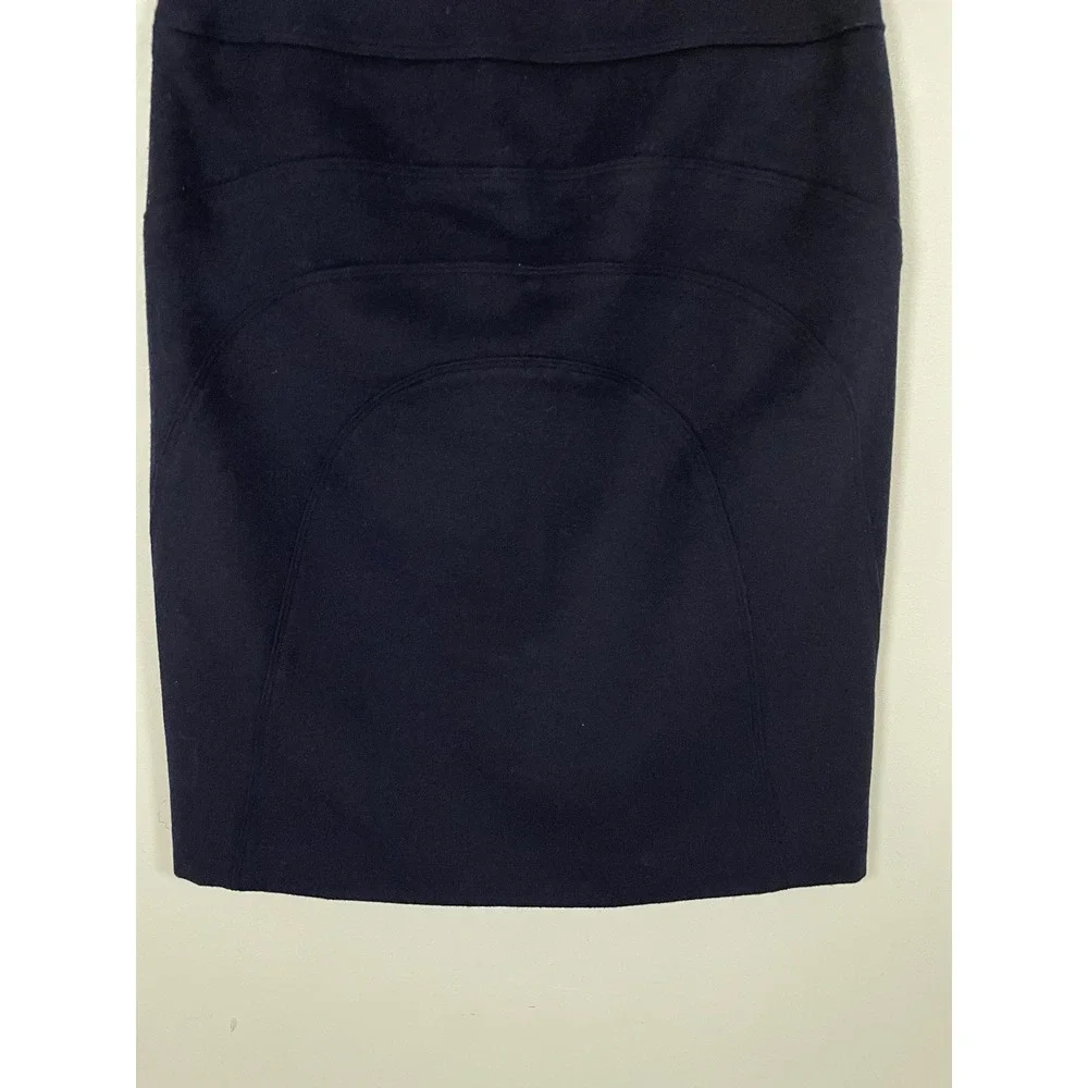 Tory Burch Navy Blue Wool Short Pencil Skirt Size 2 Designer Quiet Luxury Career